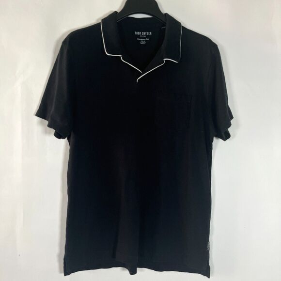 Todd Snyder Montauk Tipped Polo Shirt Large Homespun Slub Cotton Made in USA - Picture 1 of 7